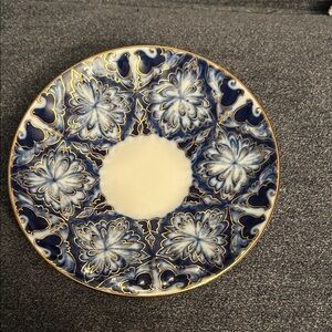 Elegant Blue and Gold collectible porcelain saucer USSR